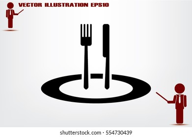 fork, knife, plate icon vector illustration 