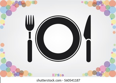 fork, knife, plate icon vector illustration 