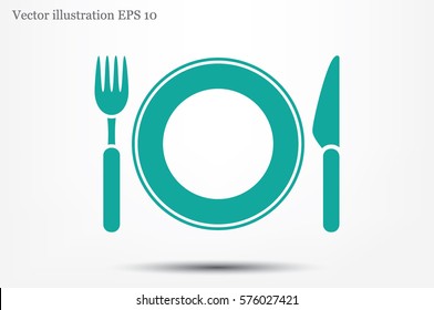 fork, knife, plate icon vector illustration.