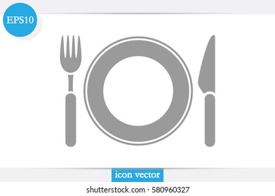 fork, knife, plate icon vector illustration.