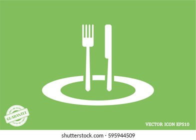 fork, knife, plate icon vector illustration.
