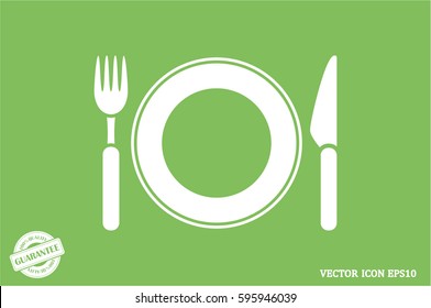 fork, knife, plate icon vector illustration eps10