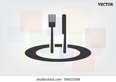 fork, knife, plate icon vector illustration.