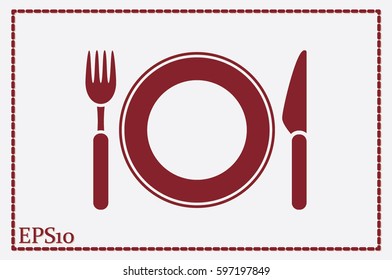 fork, knife, plate icon vector illustration eps10
