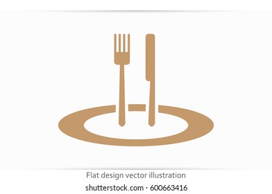 fork, knife, plate icon vector illustration.