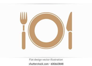 fork, knife, plate icon vector illustration eps10