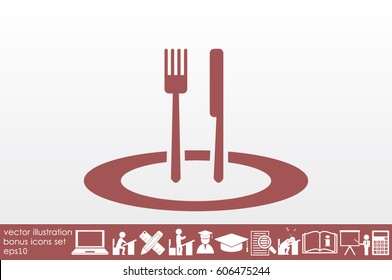fork, knife, plate icon vector illustration.