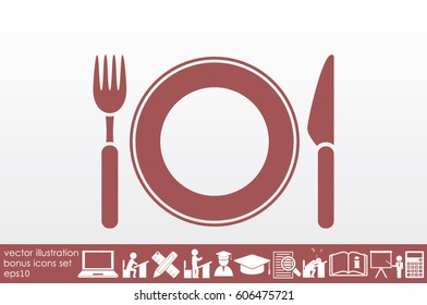 fork, knife, plate icon vector illustration eps10