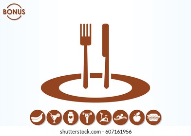 fork, knife, plate icon vector illustration.