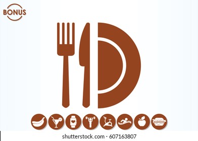 Fork Knife Plate Icon Vector Illustration Eps10.