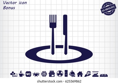 fork, knife, plate icon vector illustration.