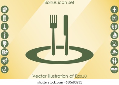 fork, knife, plate icon vector illustration.