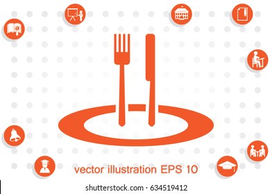 fork, knife, plate icon vector illustration.
