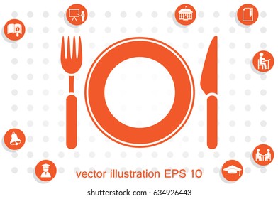 fork, knife, plate icon vector illustration eps10