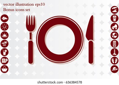 fork, knife, plate icon vector illustration eps10