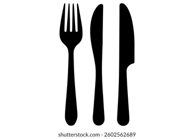 Fork, knife, plate and spoon icon silhouette vector illustration
