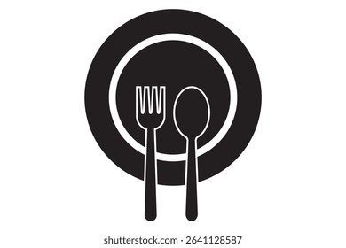 Fork, knife, plate and spoon. Menu symbol. Restaurant icon. Restaurant icon. Food, plate, fork, knife, spoon, cutlery icon set. eps 10