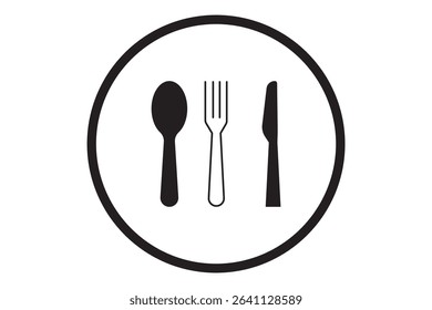 Fork, knife, plate and spoon. Menu symbol. Restaurant icon. Restaurant icon. Food, plate, fork, knife, spoon, cutlery icon set. eps 10