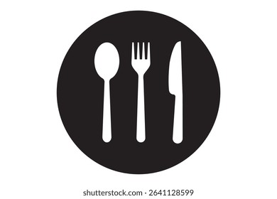 Fork, knife, plate and spoon. Menu symbol. Restaurant icon. Restaurant icon. Food, plate, fork, knife, spoon, cutlery icon set. eps 10
