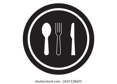 Fork, knife, plate and spoon. Menu symbol. Restaurant icon. Restaurant icon. Food, plate, fork, knife, spoon, cutlery icon set. eps 10