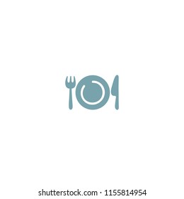 Fork and Knife with Plate Vector Flat Icon