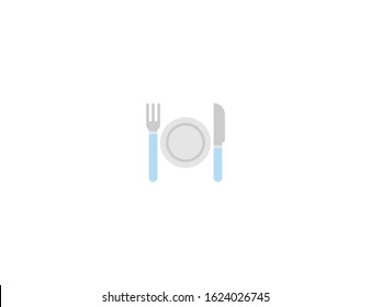Fork and knife with plate vector flat icon. Isolated tableware emoji illustration 