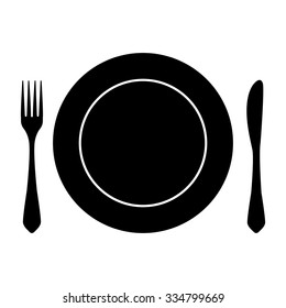 fork knife and plate vector icon