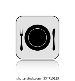 Fork knife and plate vector icon  with long shadow