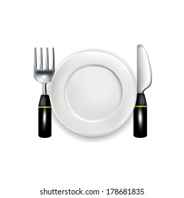 fork and knife with plate vector illustration isolated