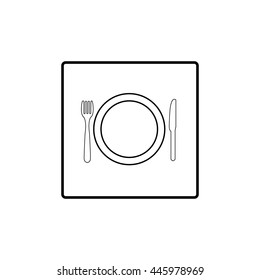 fork knife and plate white icon