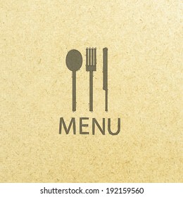 fork and knife recycled paper stick on pattern old paper background