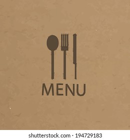 fork and knife recycled paper stick on pattern old paper background