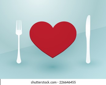 fork knife and red heart