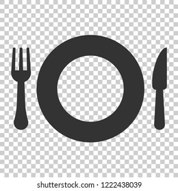 Fork and knife restaurant icon in flat style. Dinner equipment vector illustration on isolated background. Restaurant business concept.