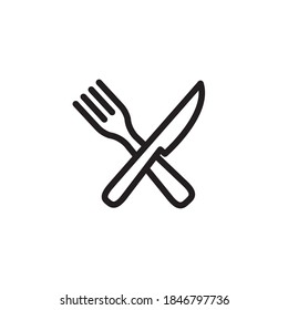 Fork & Knife Restaurant Icon. Linear vector.
