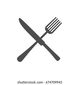 Fork and knife. Restaurant icon. Monochrome illustration.