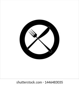 Fork & Knife Restaurant Icon plate vector eps