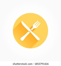Gabel & Knife Restaurant Long Shadow Color Icon
