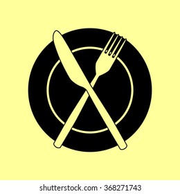 Fork and Knife sign. Flat style icon vector illustration.