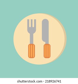 fork and knife sign. symbol lunch . cutlery