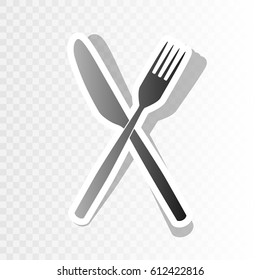 Fork and Knife sign. Vector. Blackish icon on transparent background with transition.