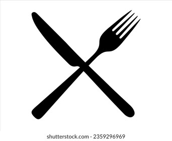 Fork and knife silhouette vector art white background