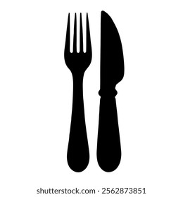 Fork and knife silhouette vector icon sign symbol illustration design.
