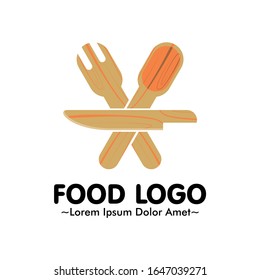 Fork, Knife, with Simple Wooden Stlyle Design For food logo vector designs, icon, element, and template for company. 