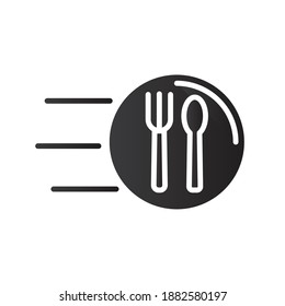 fork and knife speed delivery food silhouette style icon vector illustration design