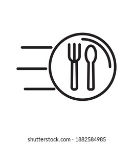 fork and knife speed delivery food line style icon vector illustration design