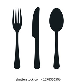 Fork, knife and spoon.