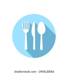 Fork Knife And Spoon Circle Icon On White Background.