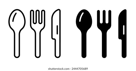 Fork, knife, spoon cute icon. Tableware set flat style. Fork, spoon and knife for apps and websites. Dinner service icon