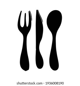 Fork, Knife, Spoon, Cutlery Doodle Vector Icon. Drawing Sketch Illustration Hand Drawn Line.